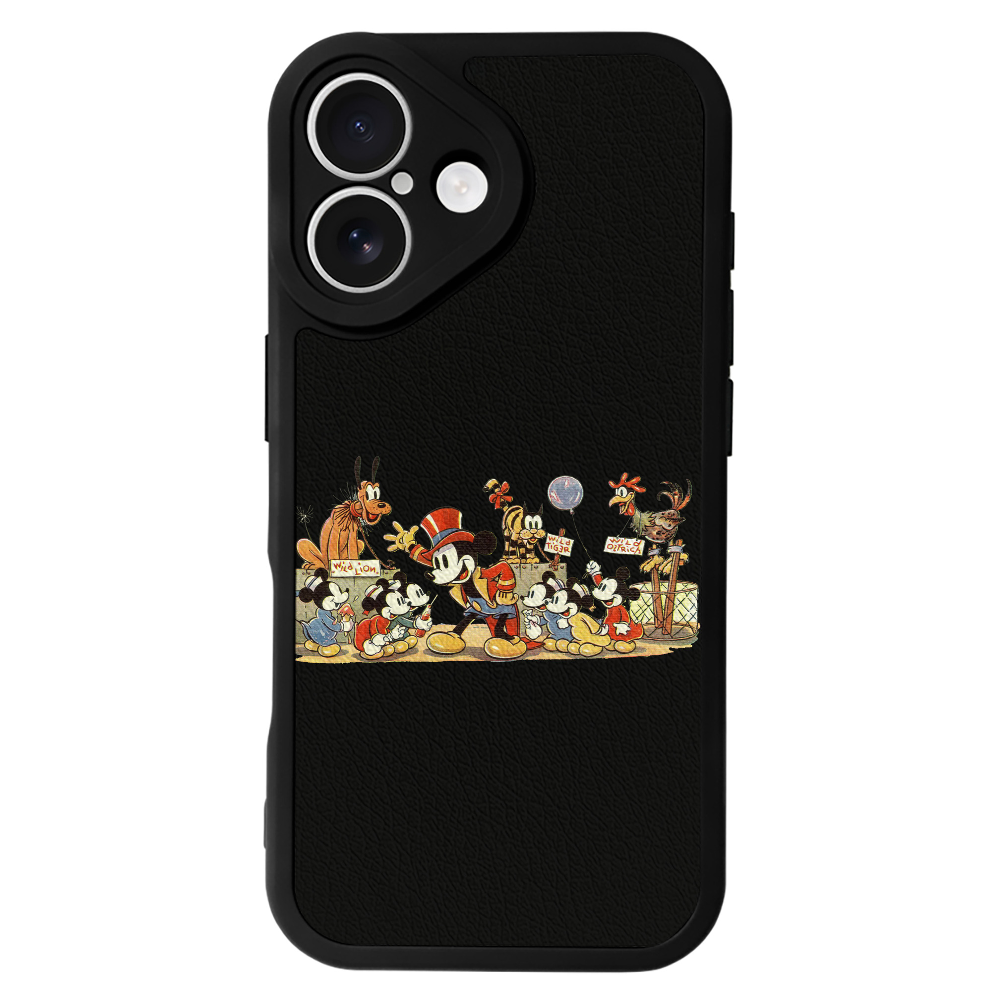（画像用） ミッキーマウス Mickey Mouse 【iPhone 16シリーズ対応】シリコンスマホケース（レザー調） 材質：シリコン
